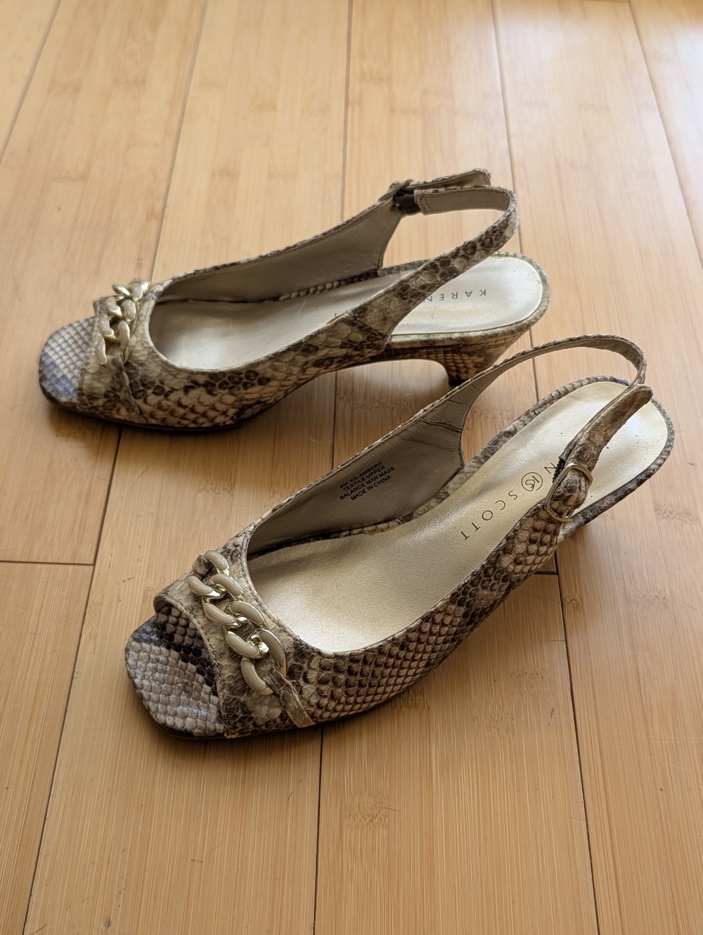 Karen Scott Faux Snakeskin Peep Toe Slingback Heels
